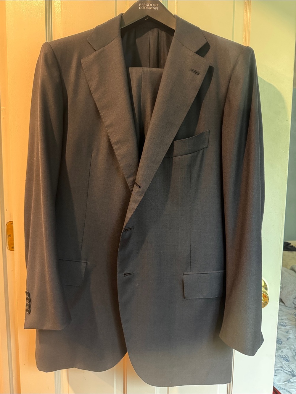 Men's Black Two-Button Wool Suit Jacket
